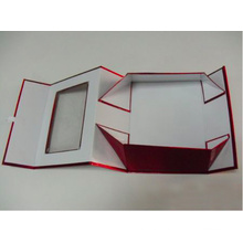 Red Metallic Paper Foldable Gift Box with Window